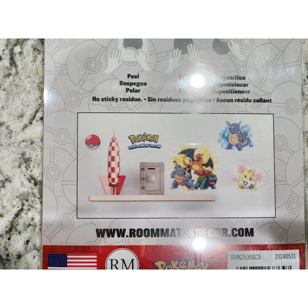 RMK2535SCS POKEMON ICONIC 24 Peel & Stick Wall Decals Kids Room Decor Stickers
